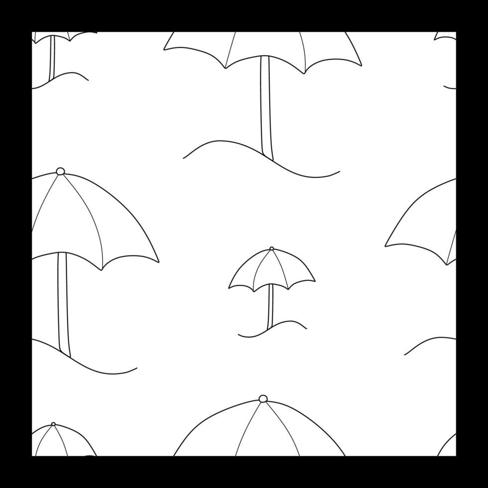 Seamless summer pattern beach umbrella. Linear Hand drawn illustration. Vacation Outdoor sun protection. Background Illustration for Wrapping, T-shirt print, Textile, Fabric design. vector