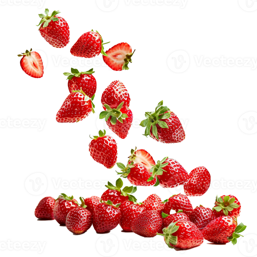 strawberries flying isolated png