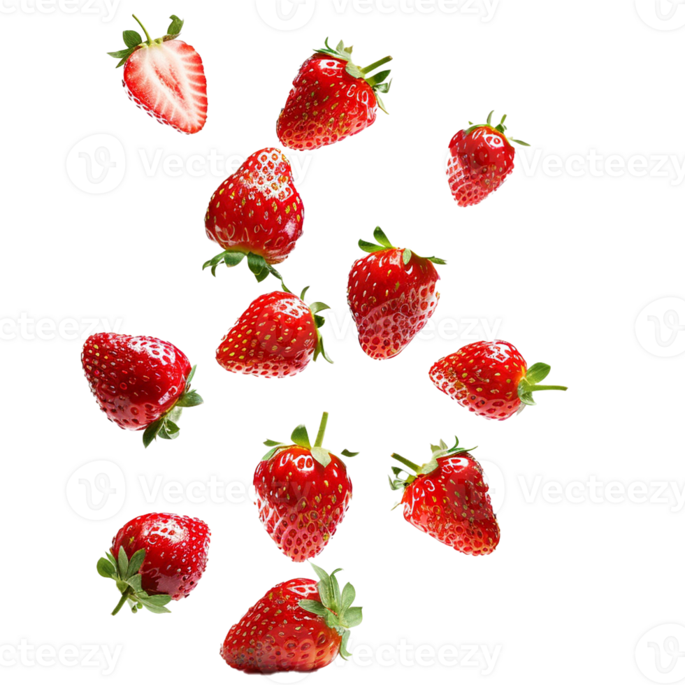 strawberries flying isolated png