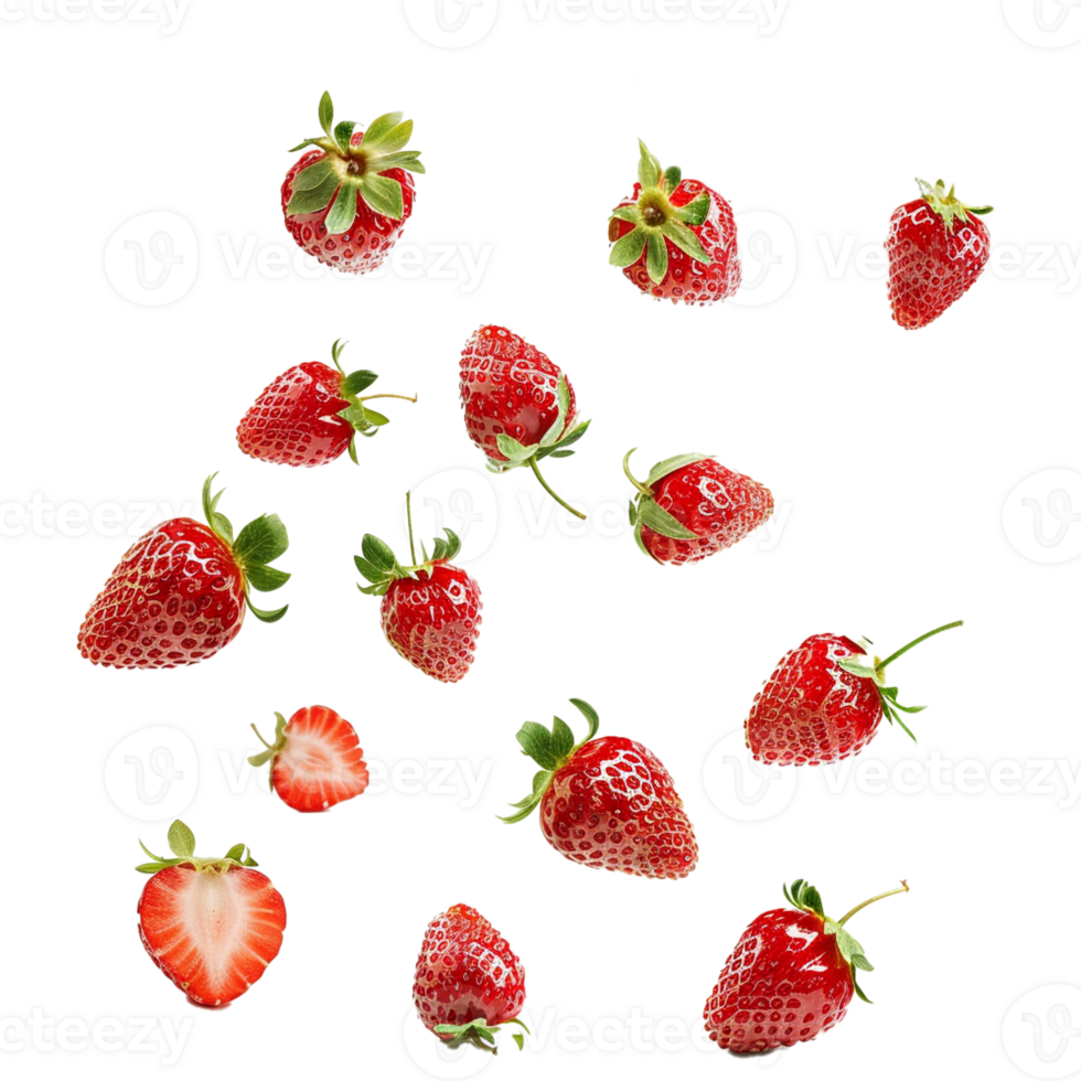 strawberries flying isolated png