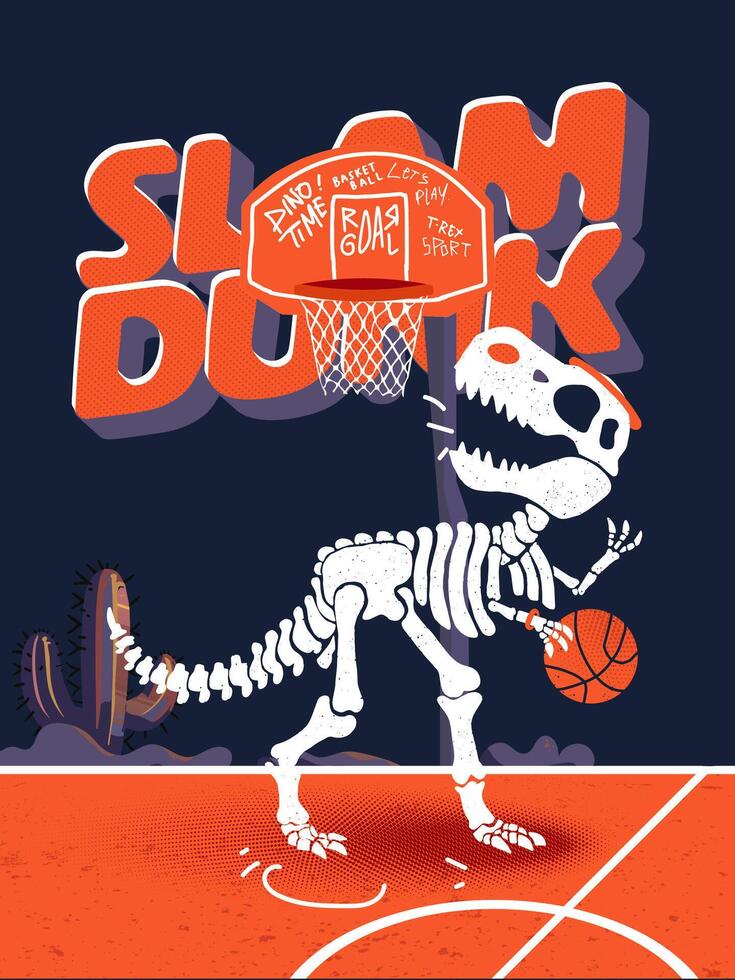 Dinosaur Dunks, A Prehistoric Basketball Showdown vector
