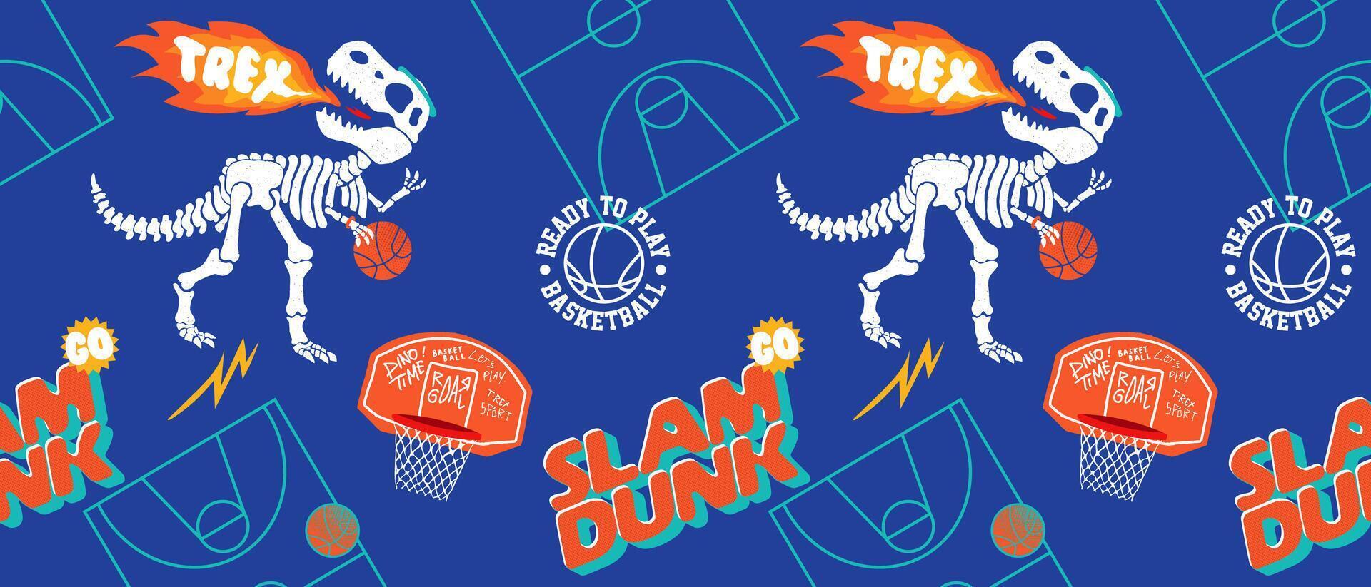 Dinosaur Dunks, A Prehistoric Basketball Showdown vector