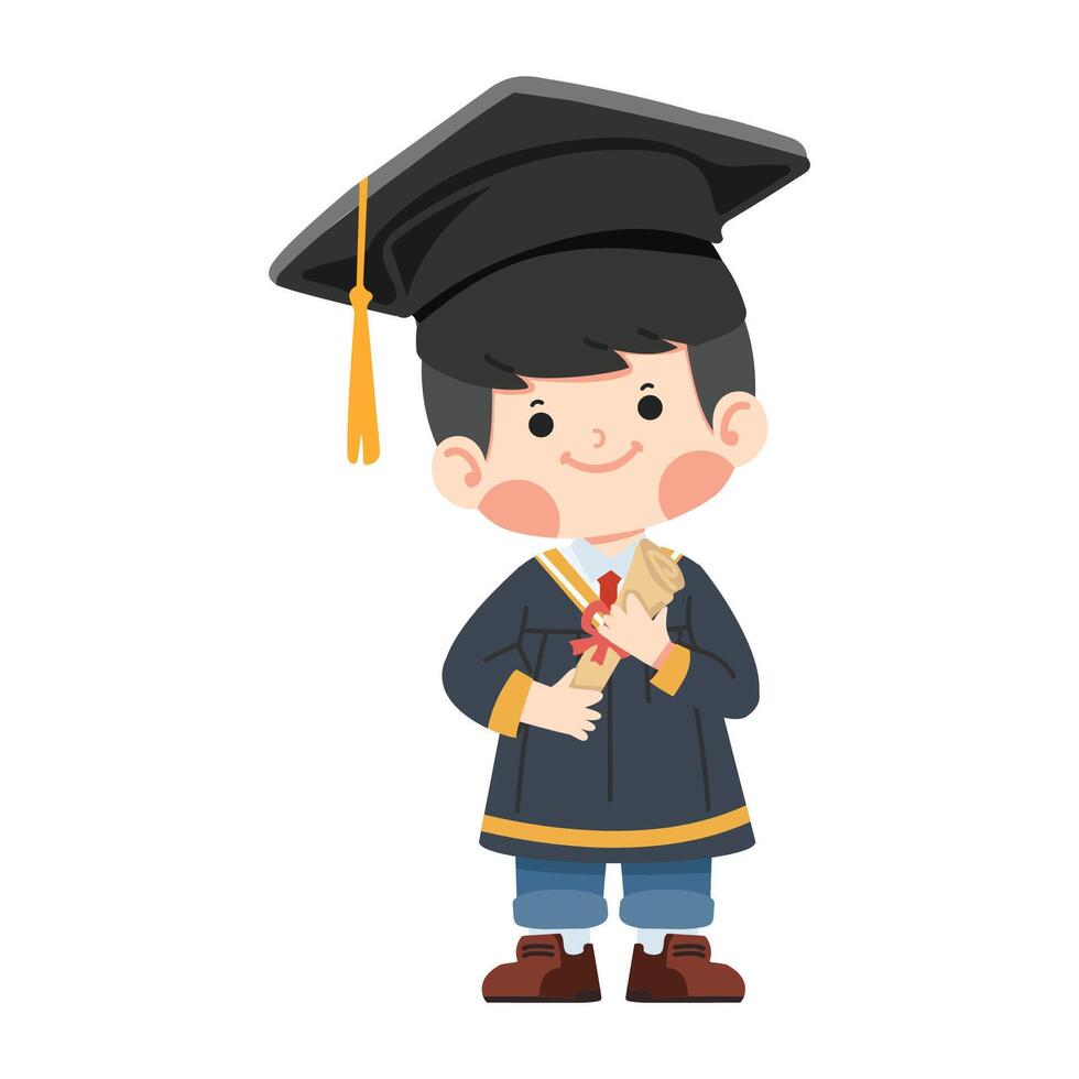 Young graduate in cap and gown vector