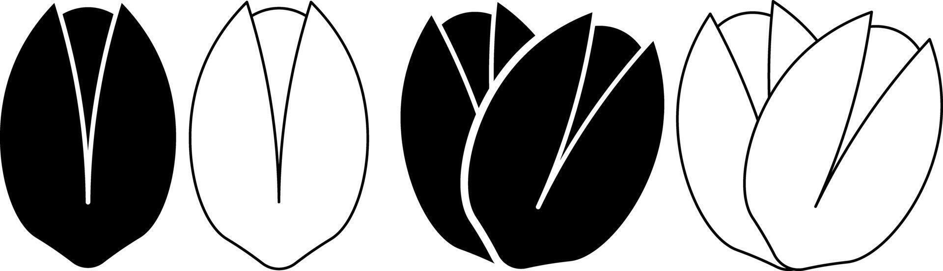 outline silhouette Pistachio icon set vector