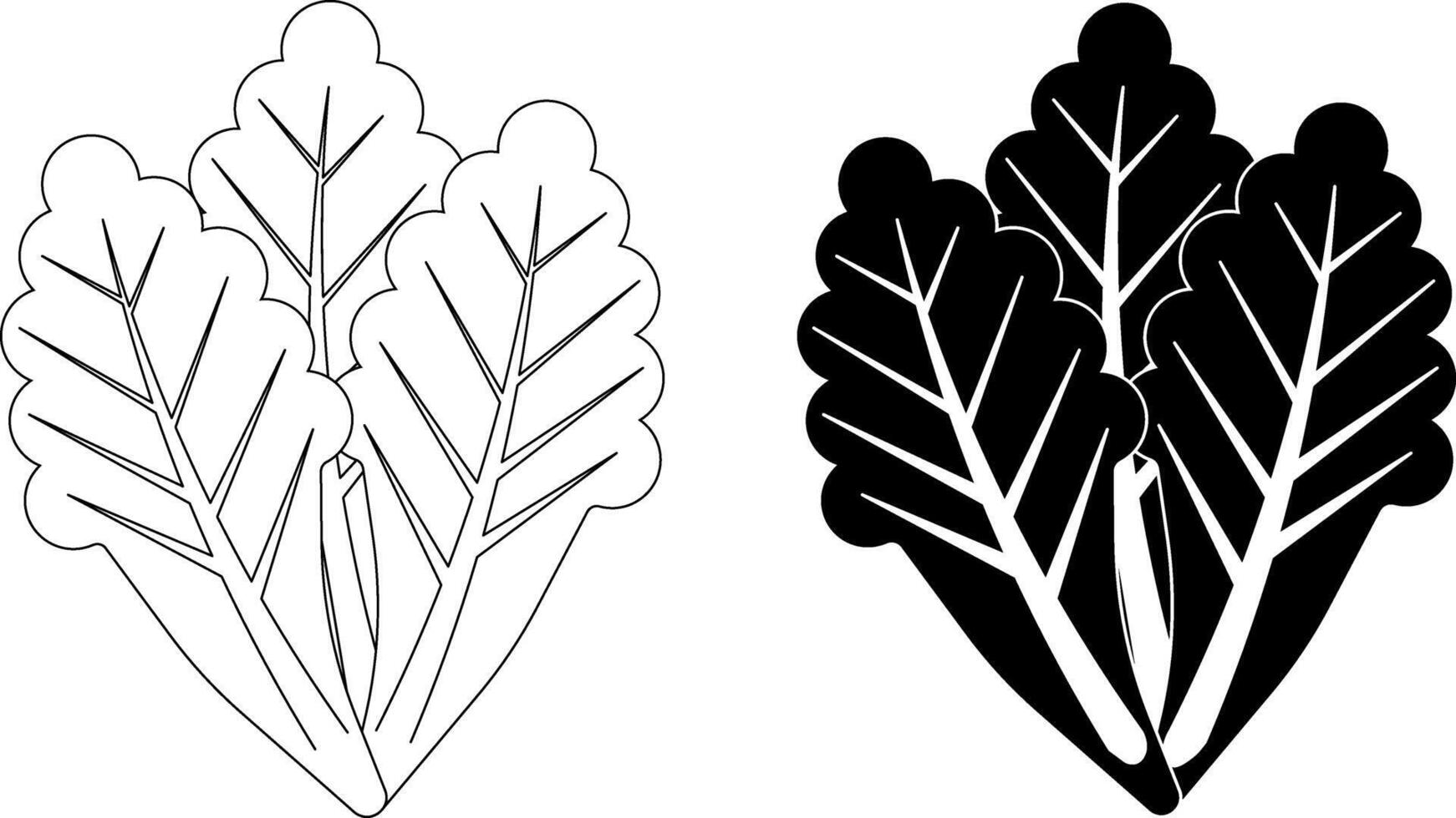 outline silhouette lettuce icon set vector