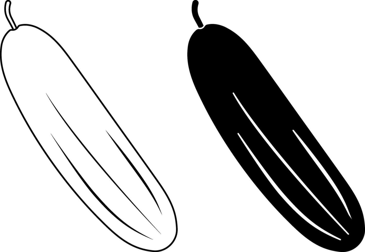 outline silhouette cucumber icon set vector