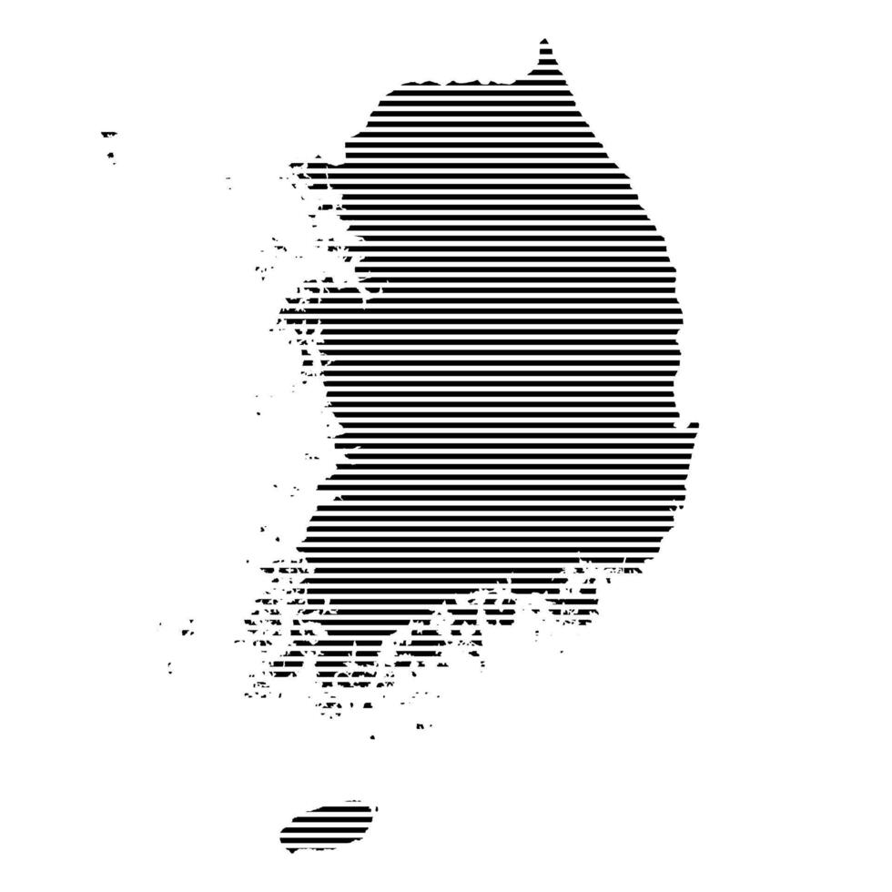 South Korea map with lined pattern illustration vector
