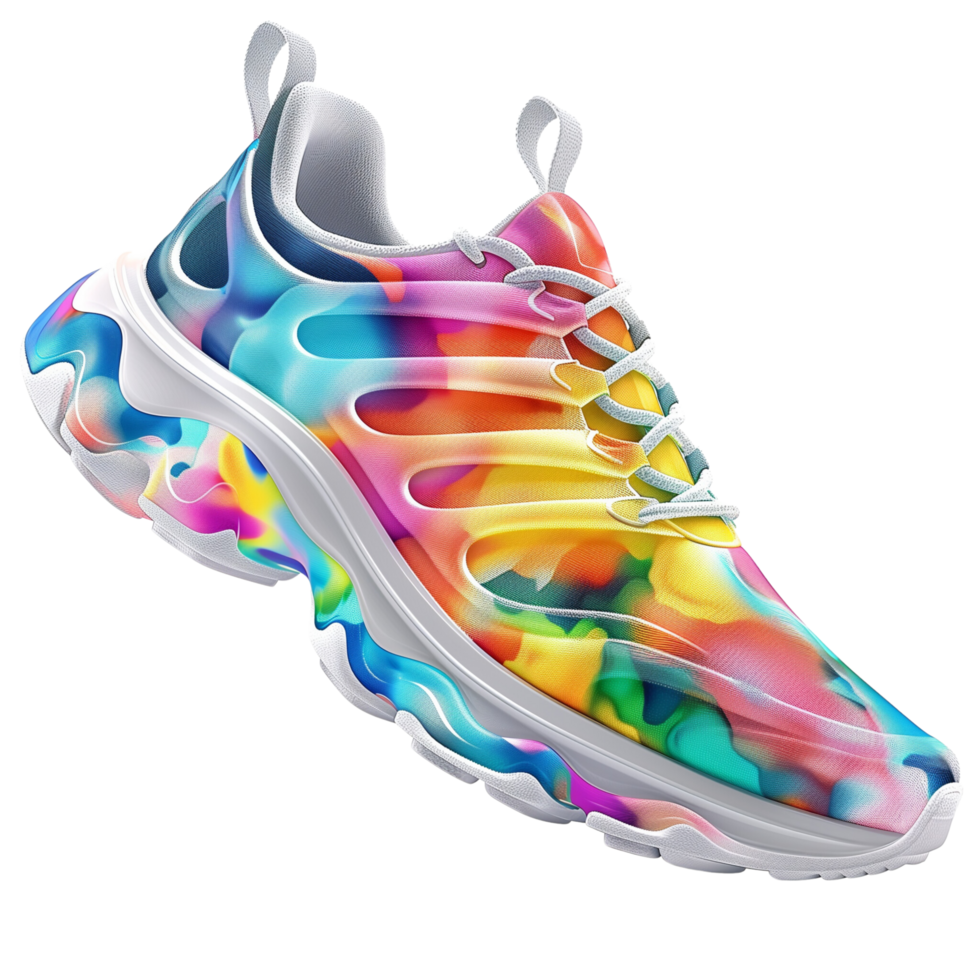 Colorful cool running sneakers mockup, vibrant colors, isolated on a transparent background png
