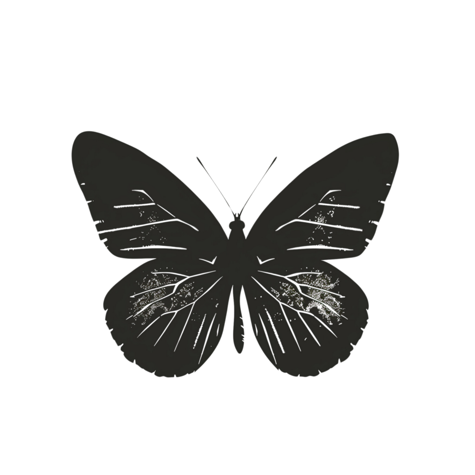 A beautiful butterfly silhouette with delicate wings, isolated on a transparent background png