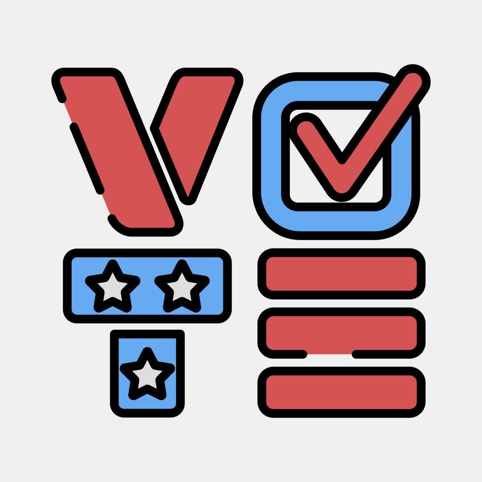 Icon vote sign. USA general election elements. Icons in filled line style. Good for prints, posters, infographics, etc. vector