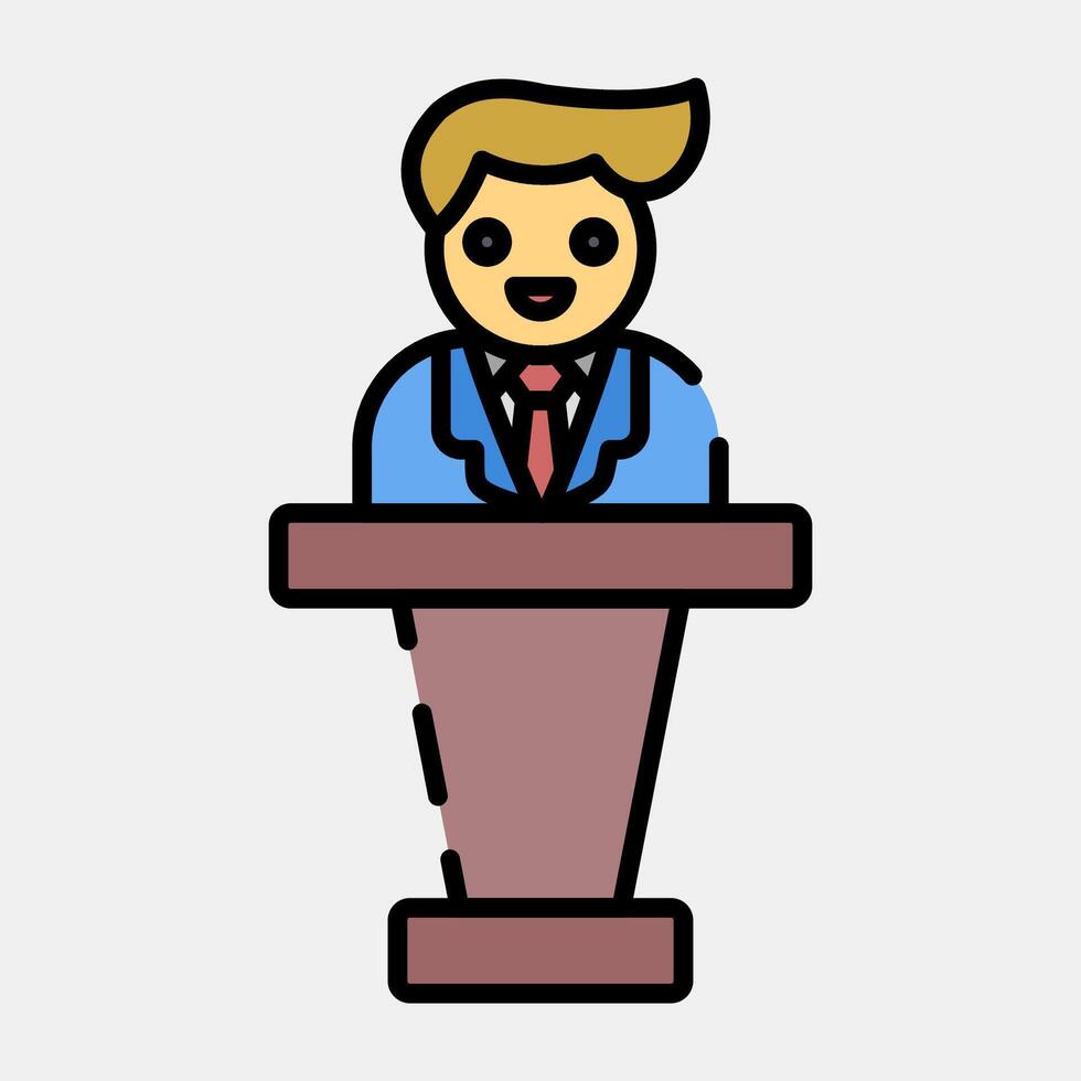 Icon speech. USA general election elements. Icons in filled line style. Good for prints, posters, infographics, etc. vector