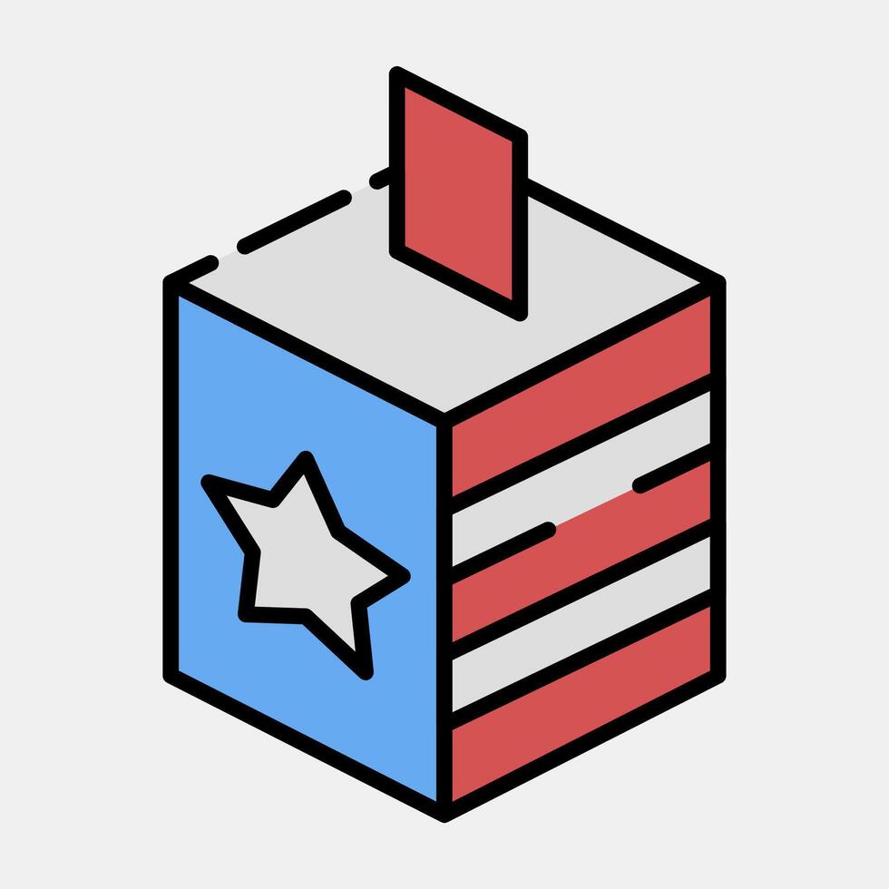 Icon ballot box. USA general election elements. Icons in filled line style. Good for prints, posters, infographics, etc. vector