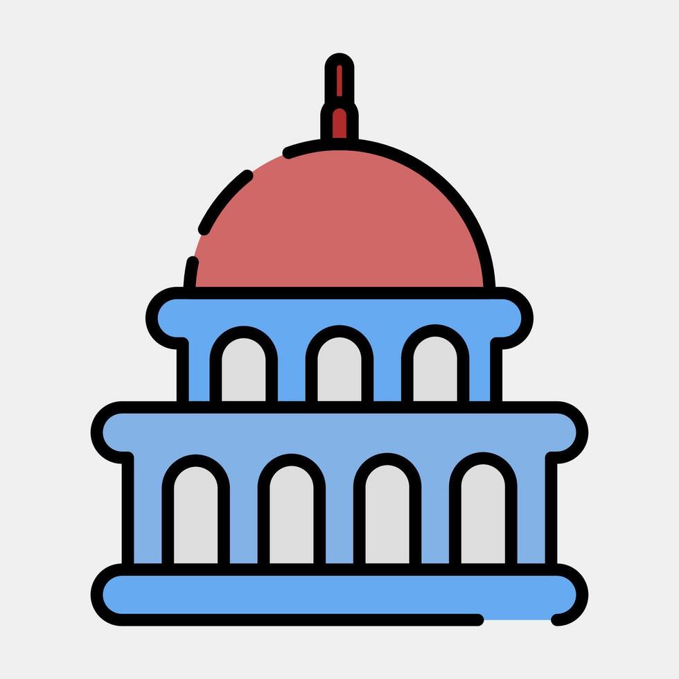 Icon capitol. USA general election elements. Icons in filled line style. Good for prints, posters, infographics, etc. vector