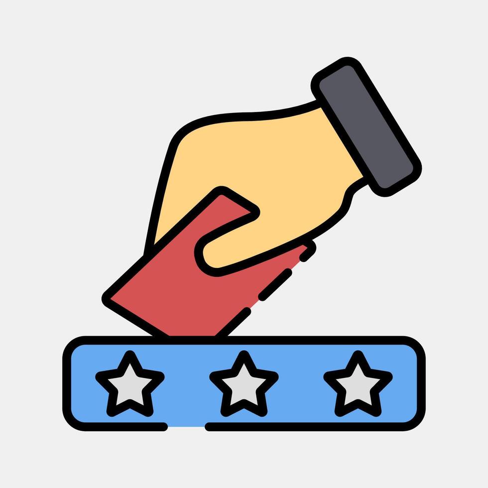 Icon put ballot paper in the box. USA general election elements. Icons in filled line style. Good for prints, posters, infographics, etc. vector