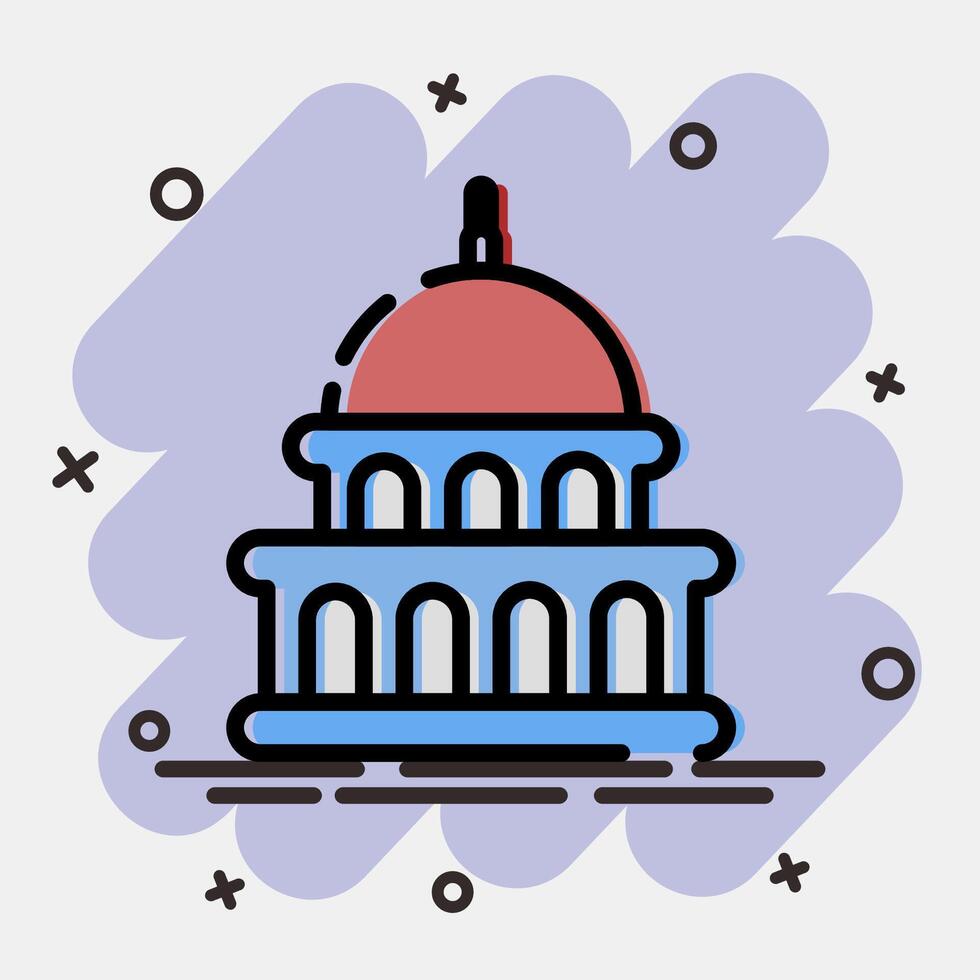 Icon capitol. USA general election elements. Icons in comic style. Good for prints, posters, infographics, etc. vector