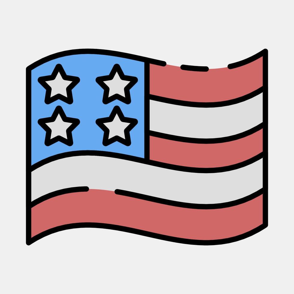 Icon usa flag. USA general election elements. Icons in filled line style. Good for prints, posters, infographics, etc. vector
