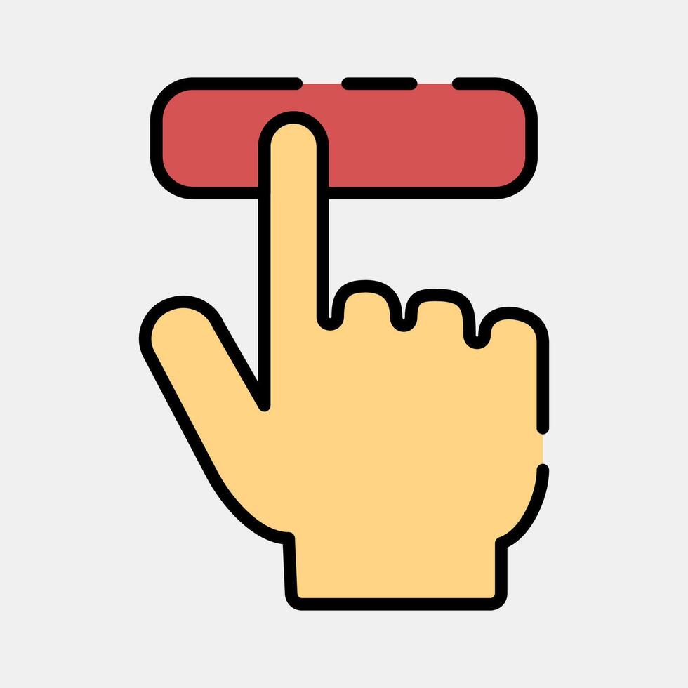 Icon hand pressing a button. USA general election elements. Icons in filled line style. Good for prints, posters, infographics, etc. vector