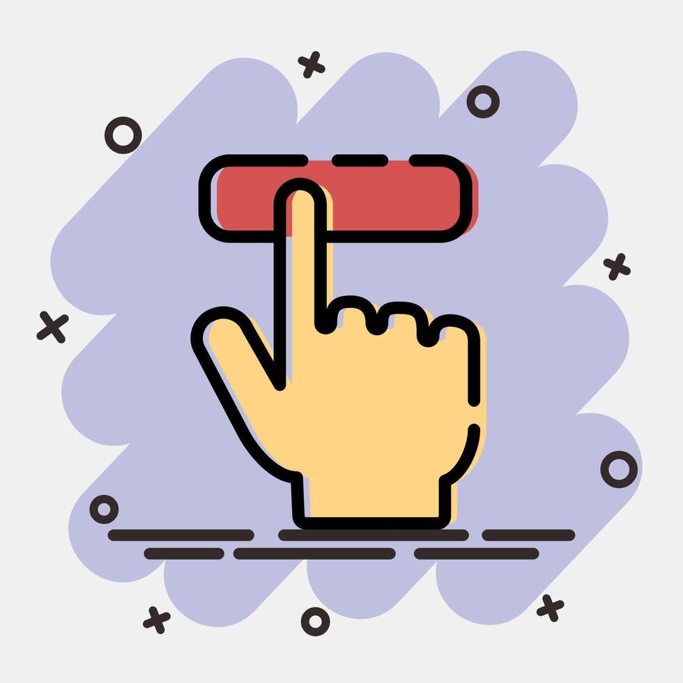 Icon hand pressing a button. USA general election elements. Icons in comic style. Good for prints, posters, infographics, etc. vector