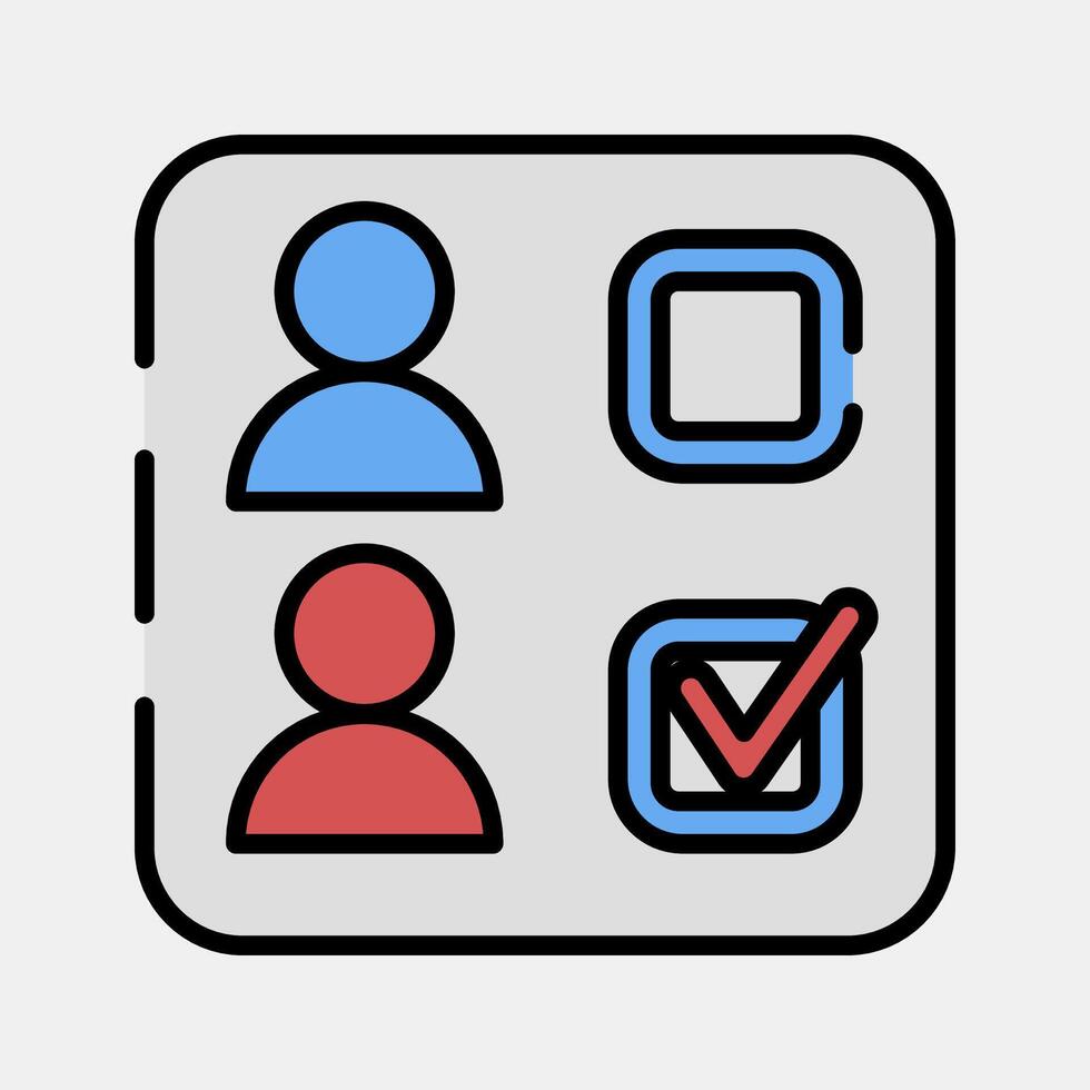Icon ballot paper. USA general election elements. Icons in filled line style. Good for prints, posters, infographics, etc. vector