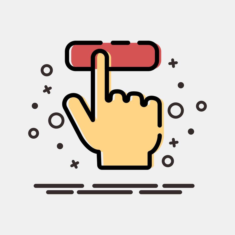 Icon hand pressing a button. USA general election elements. Icons in MBE style. Good for prints, posters, infographics, etc. vector