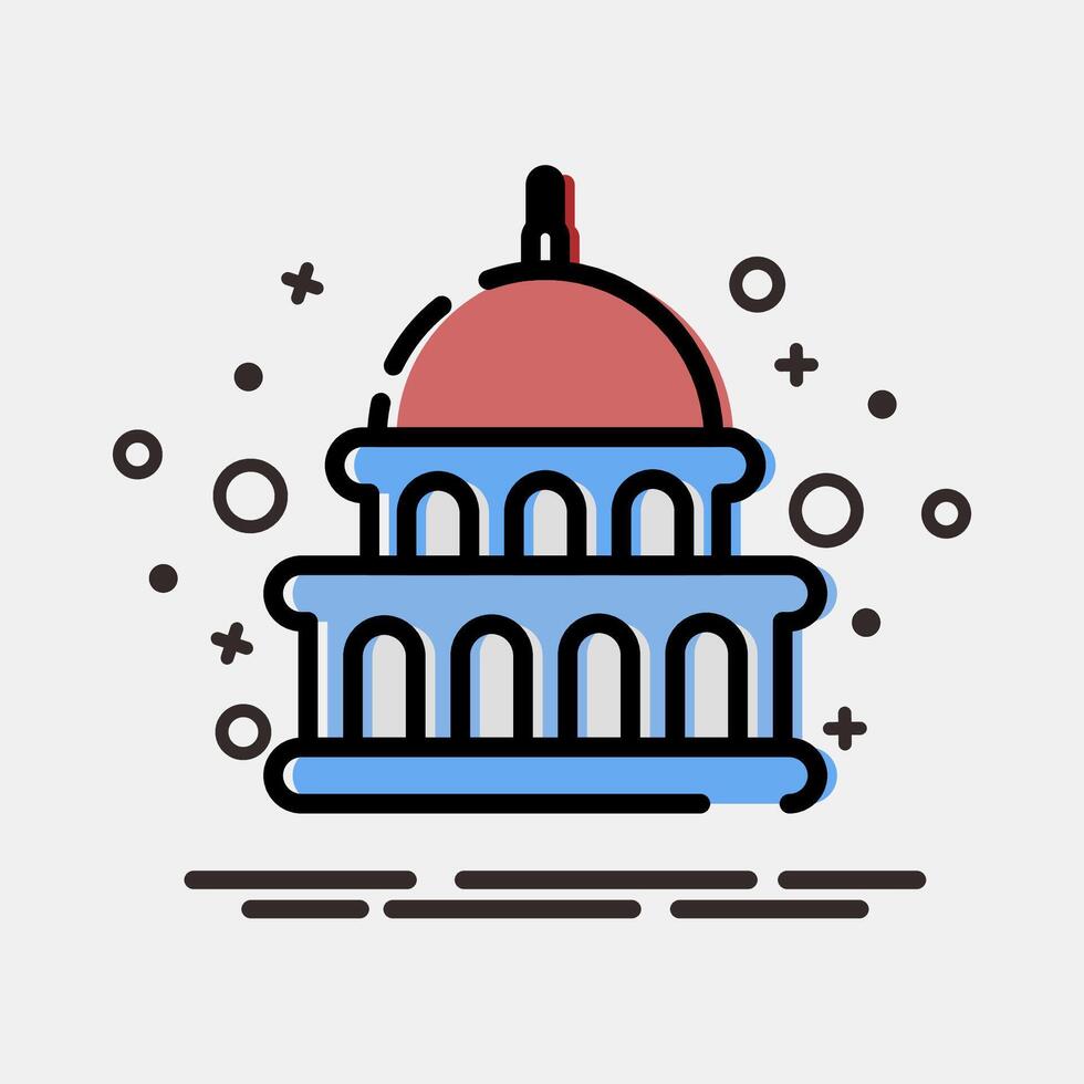 Icon capitol. USA general election elements. Icons in MBE style. Good for prints, posters, infographics, etc. vector