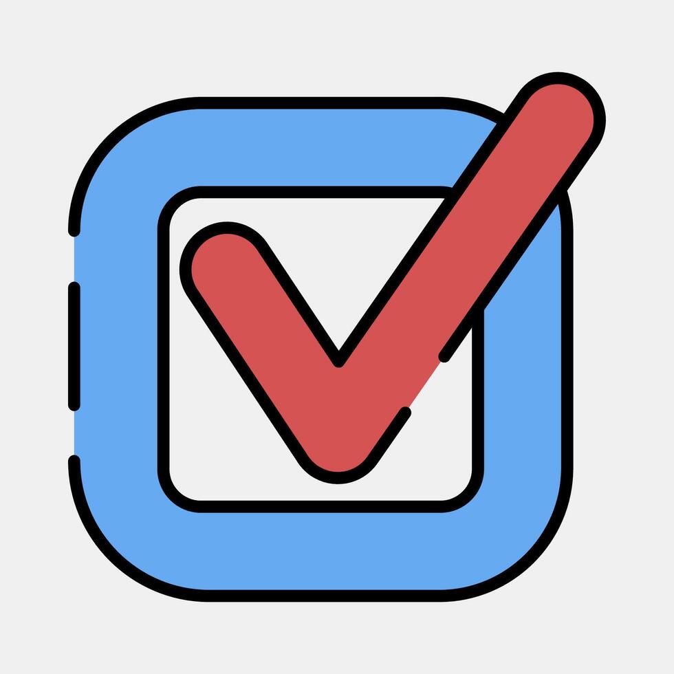 Icon check mark. USA general election elements. Icons in filled line style. Good for prints, posters, infographics, etc. vector