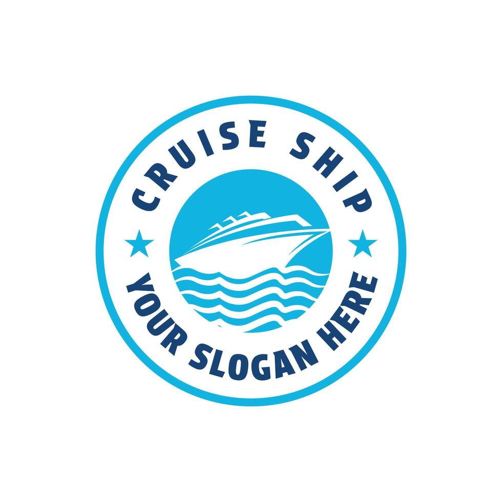 cruise ship logo design concept idea with label circle stamp vector