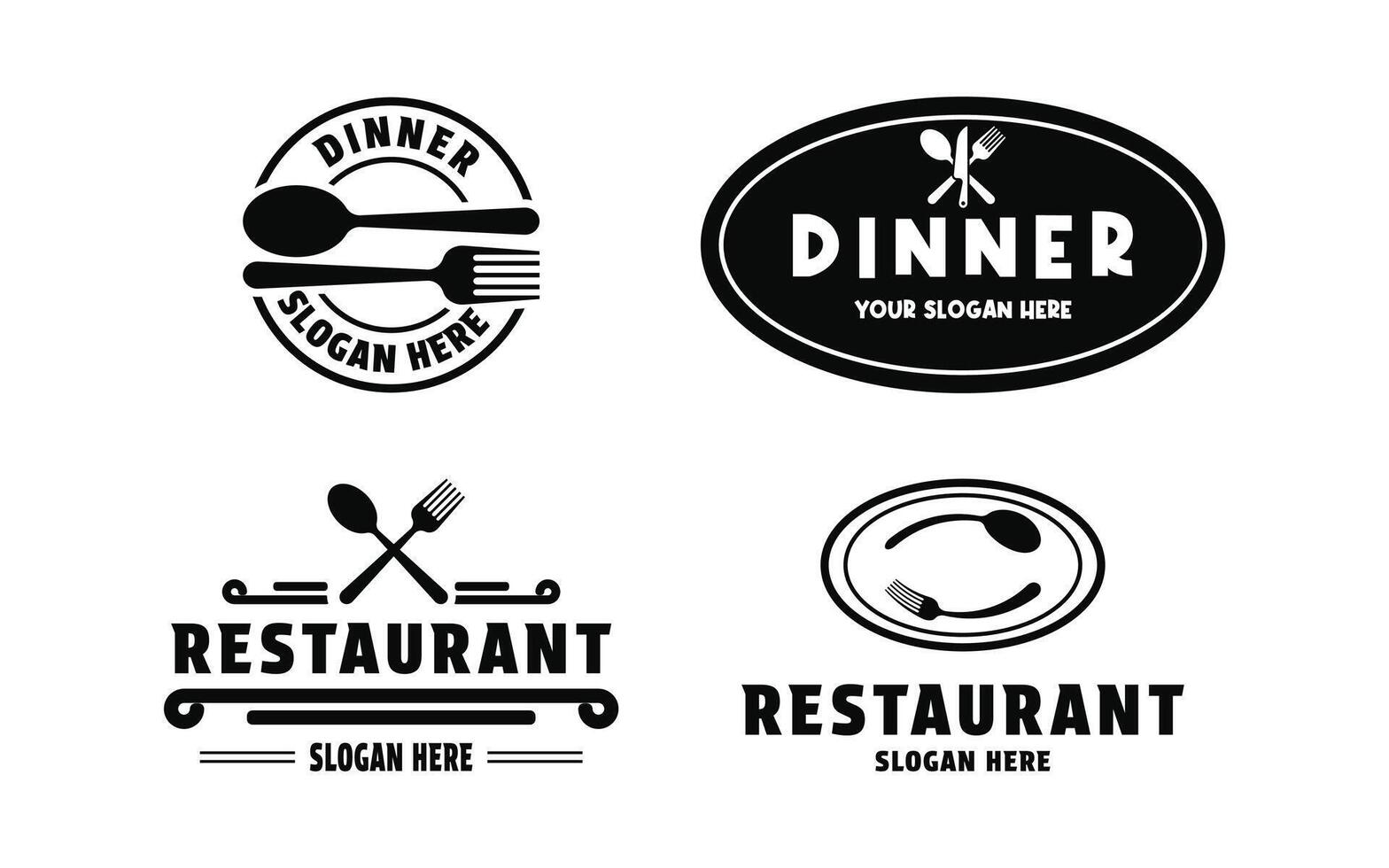 set collection restaurant food logo design concept vintaqge retro label stamp vector