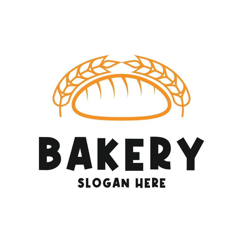 bakery bread logo design concept with wheat rice vector