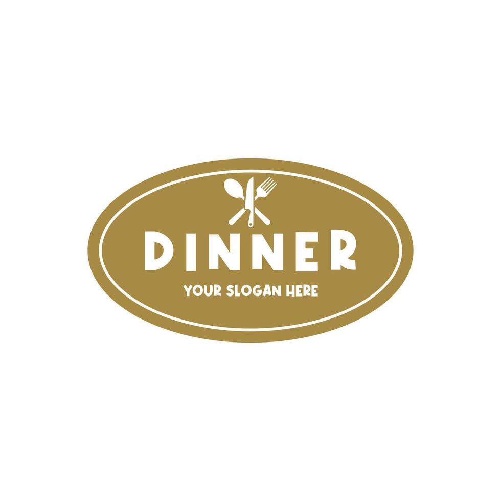 dinner food logo restaurant design concept idea with label stamp vector