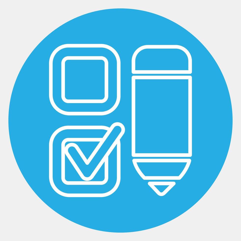 Icon check mark with a pen. USA general election elements. Icons in blue round style. Good for prints, posters, infographics, etc. vector