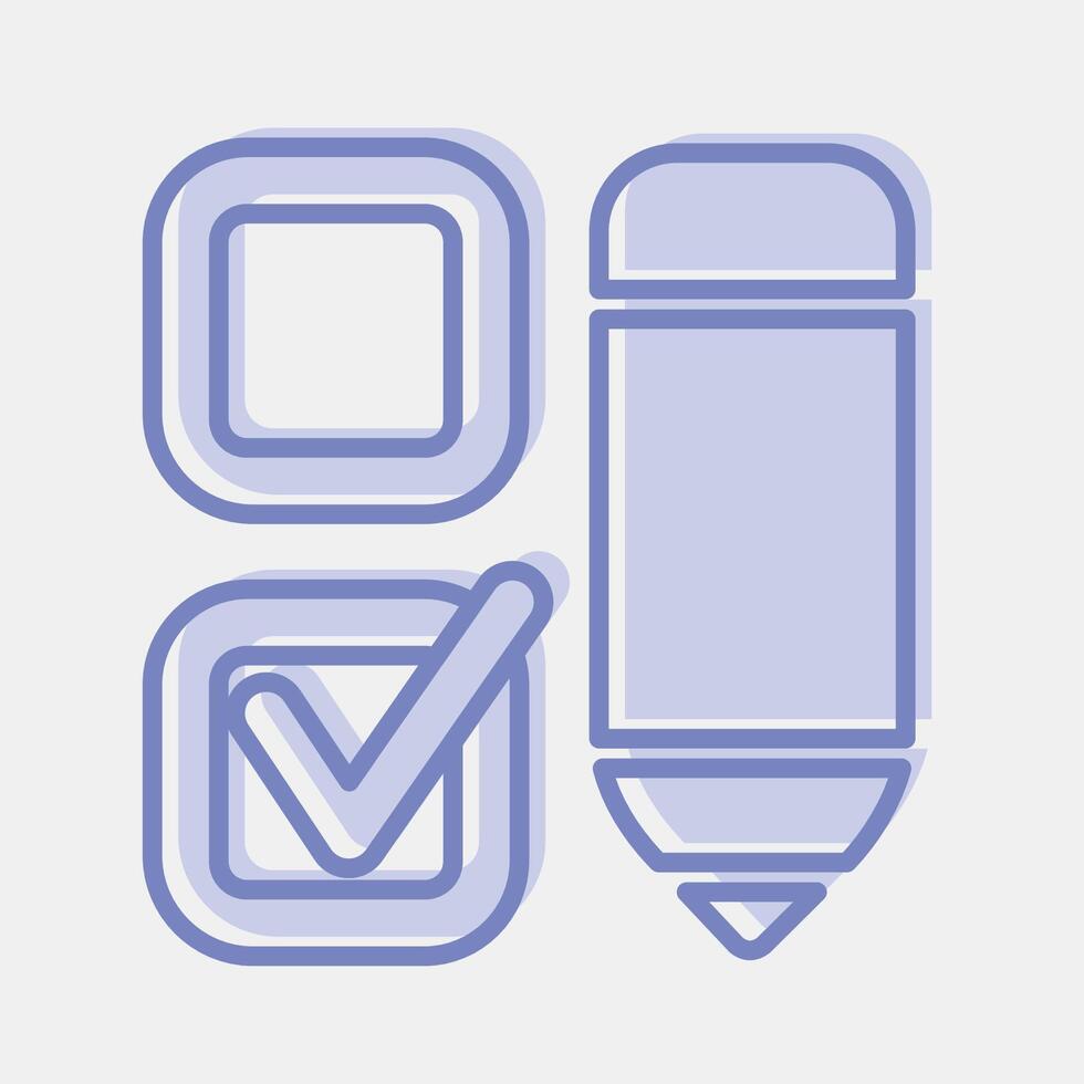 Icon check mark with a pen. USA general election elements. Icons in blue round style. Good for prints, posters, infographics, etc. vector