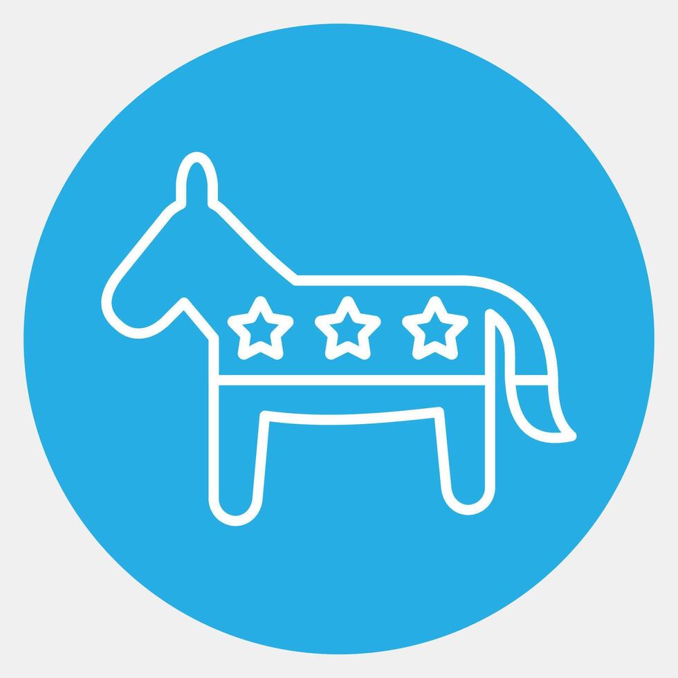 Icon donkey. USA general election elements. Icons in blue round style. Good for prints, posters, infographics, etc. vector