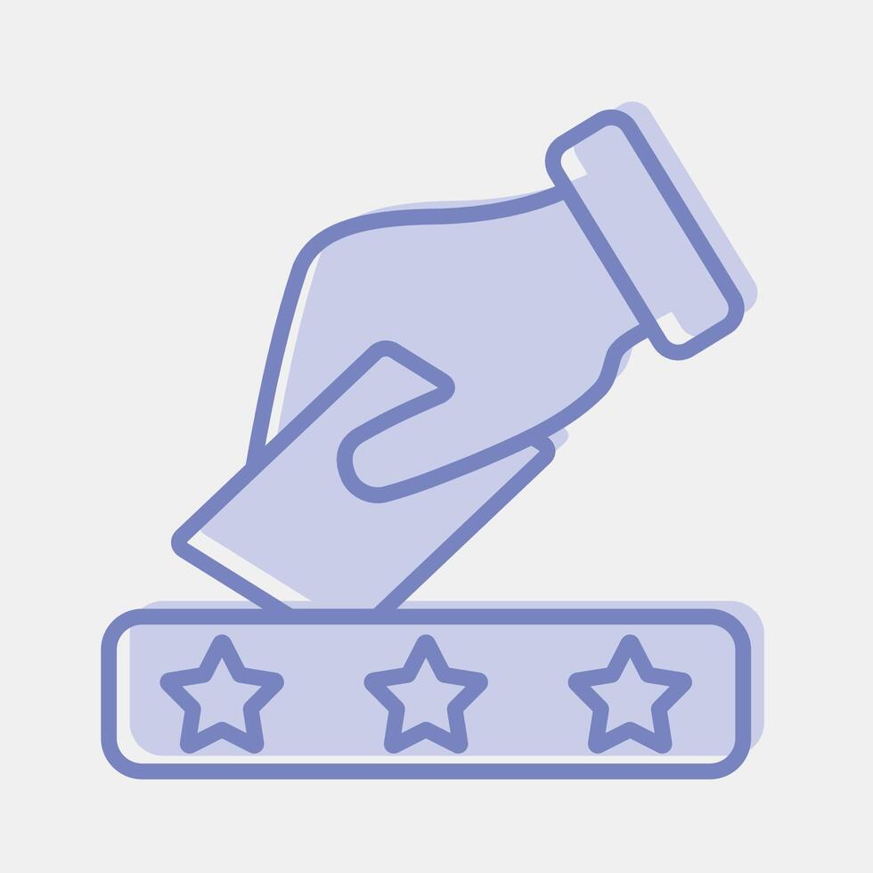 Icon put ballot paper in the box. USA general election elements. Icons in blue round style. Good for prints, posters, infographics, etc. vector
