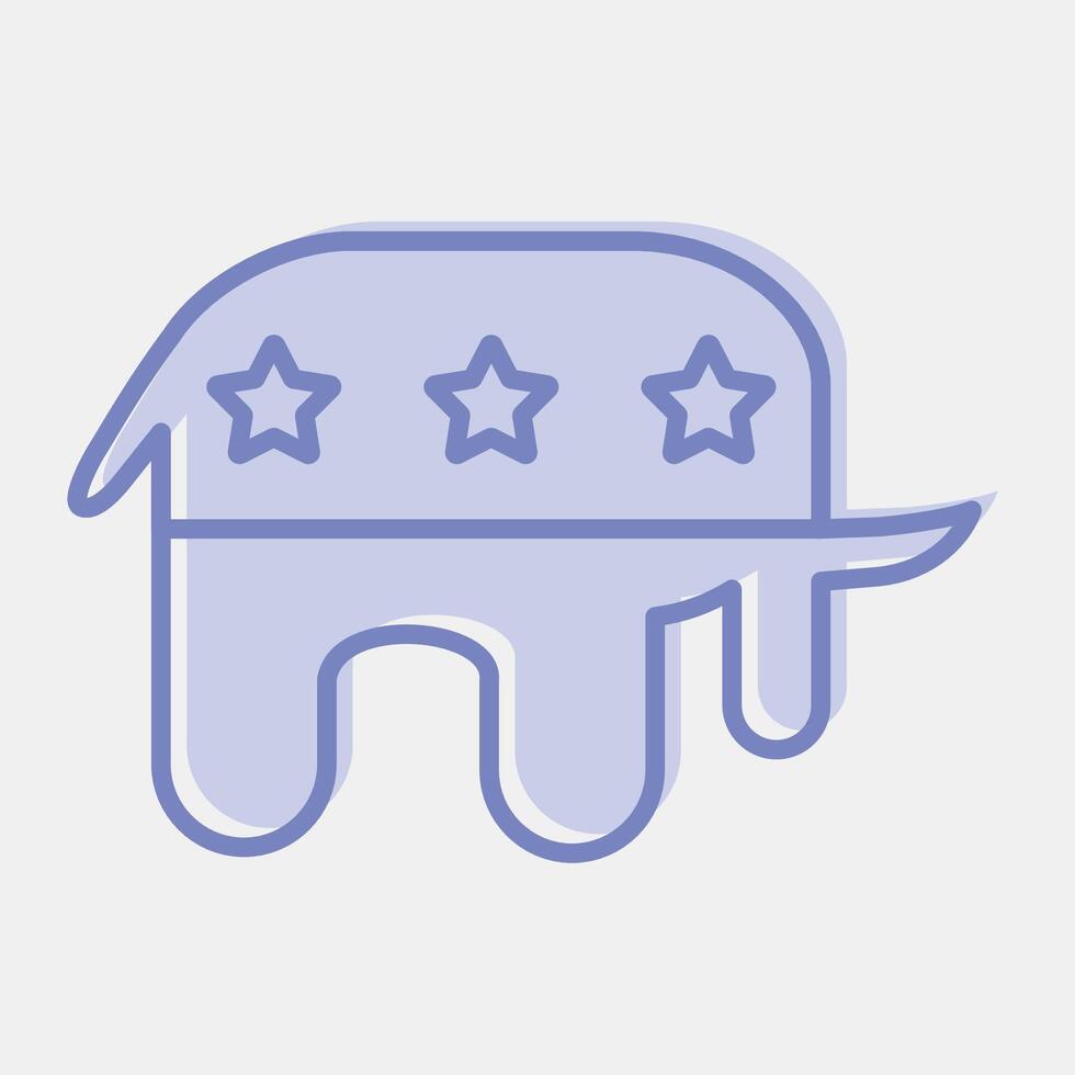 Icon elephant. USA general election elements. Icons in blue round style. Good for prints, posters, infographics, etc. vector