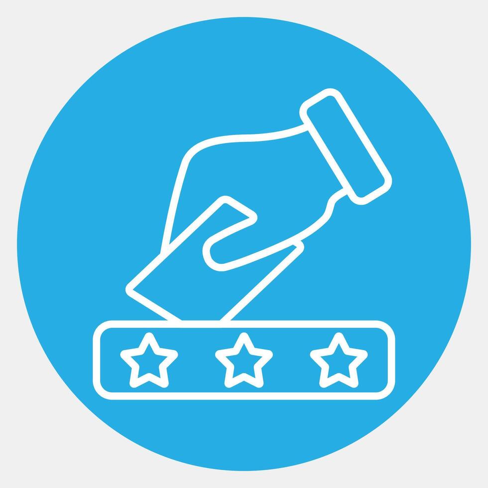 Icon put ballot paper in the box. USA general election elements. Icons in blue round style. Good for prints, posters, infographics, etc. vector