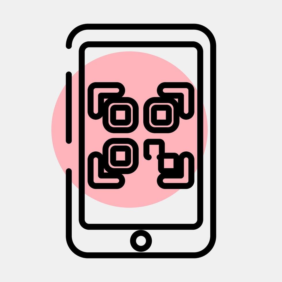 Icon qr code scanner mobile phone. Barcode and qr code elements. Icons in color spot style. Good for prints, posters, logo, advertisement,infographics, etc. vector