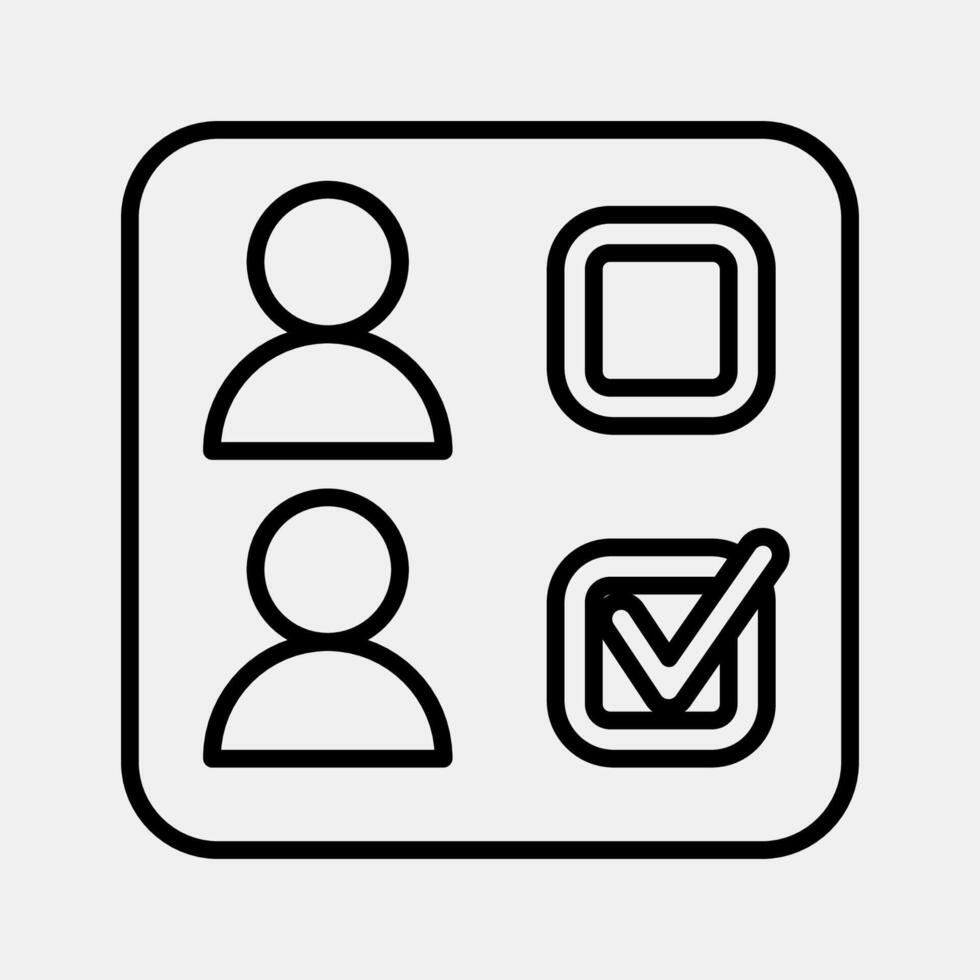 Icon ballot paper. USA general election elements. Icons in line style. Good for prints, posters, infographics, etc. vector