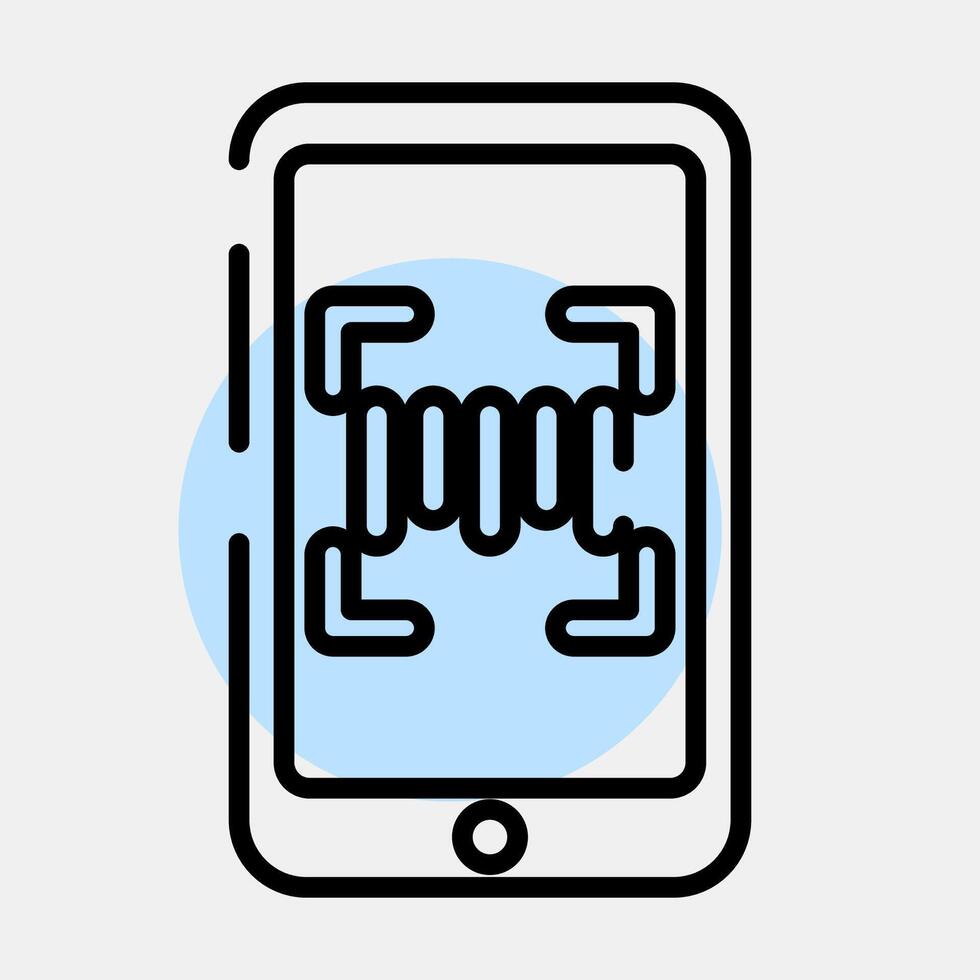 Icon barcode scanner mobile phone. Barcode and qr code elements. Icons in color spot style. Good for prints, posters, logo, advertisement,infographics, etc. vector