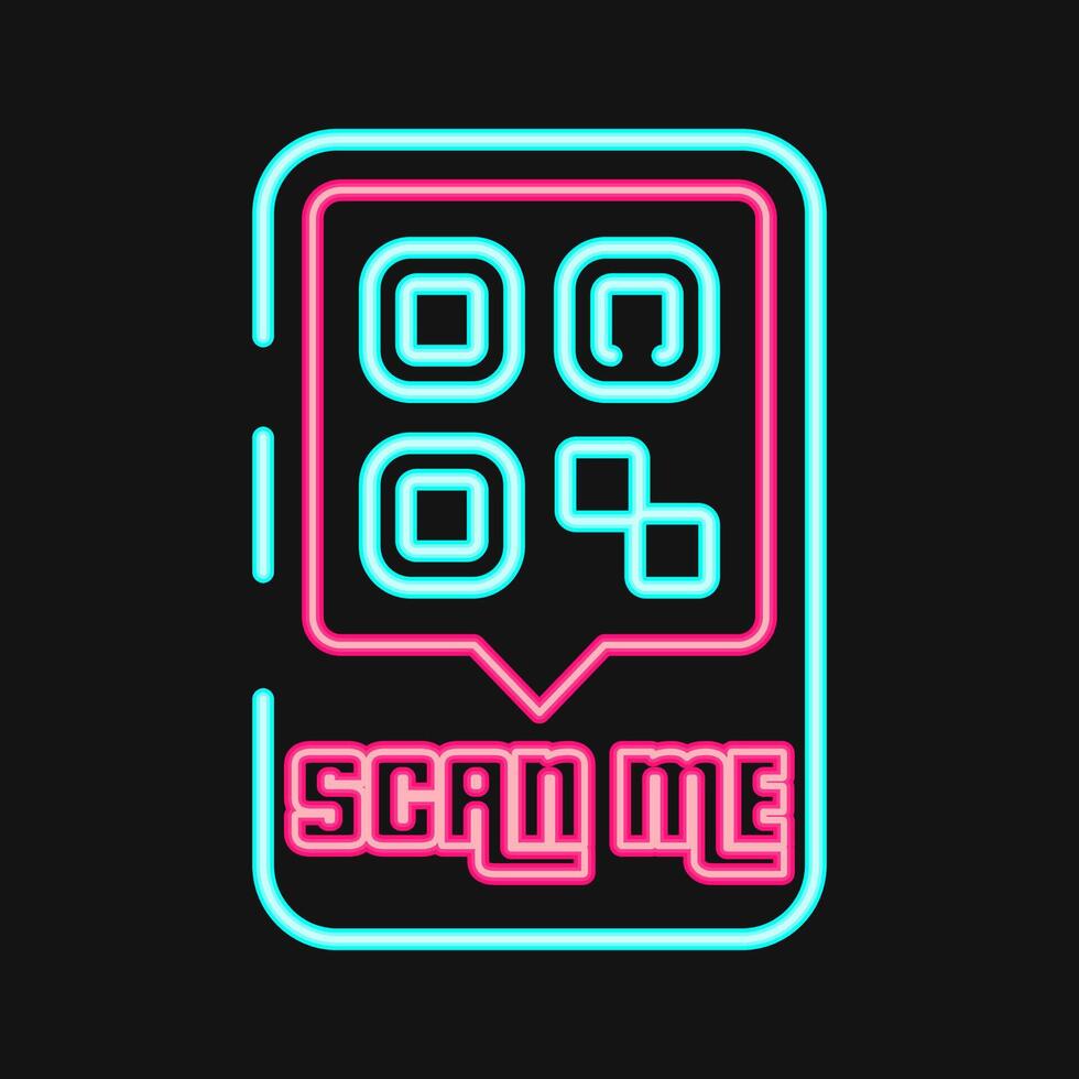 Icon scan me. Barcode and qr code elements. Icons in neon style. Good for prints, posters, logo, advertisement,infographics, etc. vector