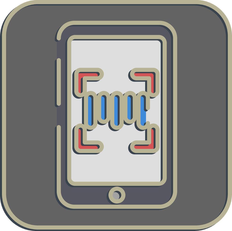 Icon barcode scanner mobile phone. Barcode and qr code elements. Icons in embossed style. Good for prints, posters, logo, advertisement,infographics, etc. vector