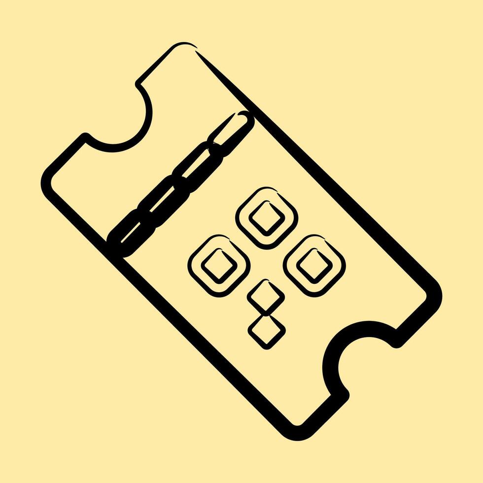 Icon ticket. Barcode and qr code elements. Icons in hand drawn style. Good for prints, posters, logo, advertisement,infographics, etc. vector