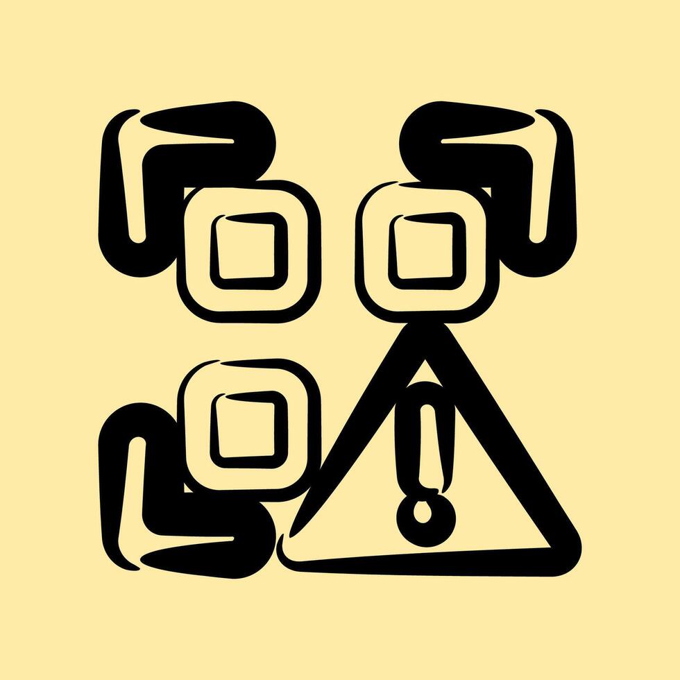 Icon qr code warning. Barcode and qr code elements. Icons in hand drawn style. Good for prints, posters, logo, advertisement,infographics, etc. vector