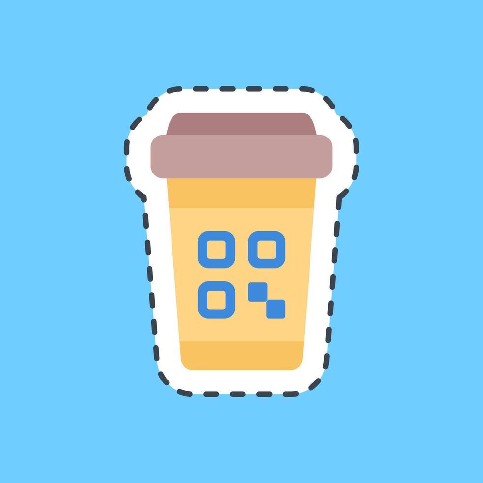 Cutting line sticker cup barcode. Barcode and qr code elements. Good for prints, posters, logo, advertisement,infographics, etc. vector