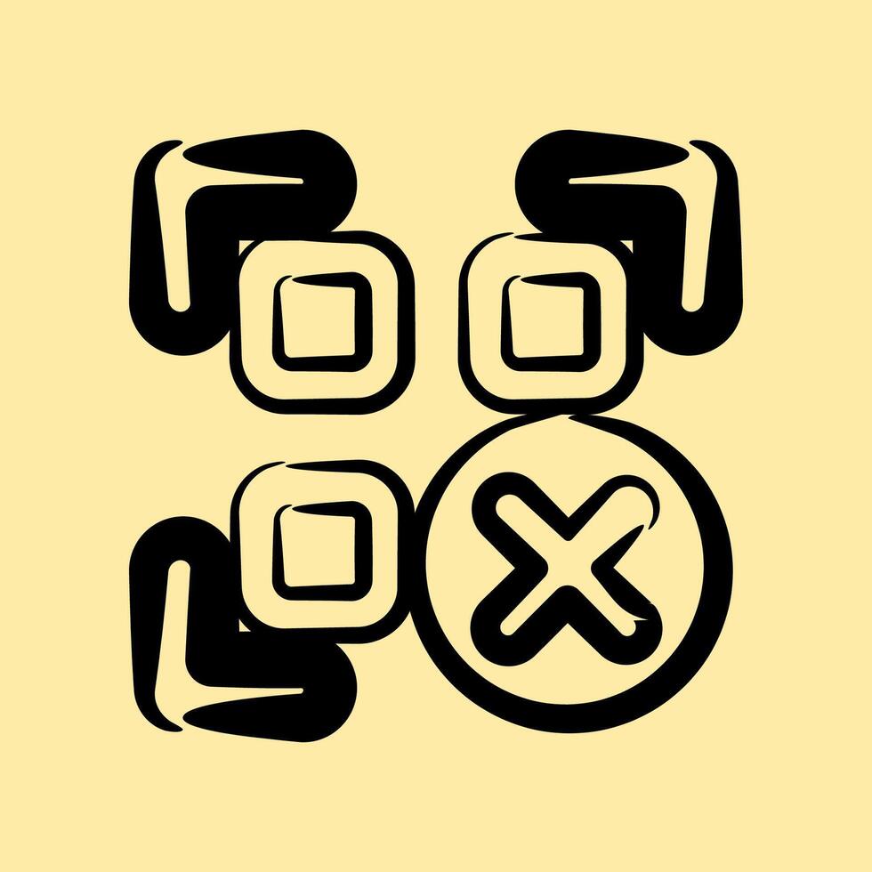 Icon rejected qr code. Barcode and qr code elements. Icons in hand drawn style. Good for prints, posters, logo, advertisement,infographics, etc. vector