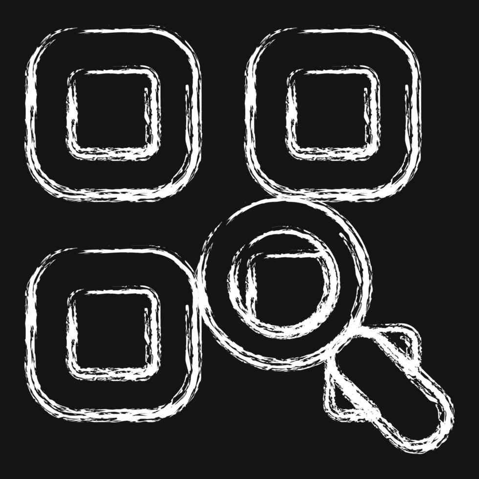 Icon qr code review. Barcode and qr code elements. Icons in chalk style. Good for prints, posters, logo, advertisement,infographics, etc. vector