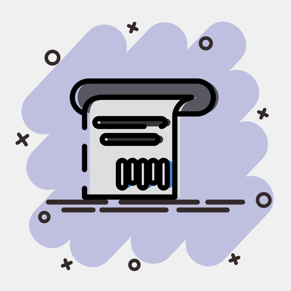 Icon receipt. Barcode and qr code elements. Icons in comic style. Good for prints, posters, logo, advertisement,infographics, etc. vector
