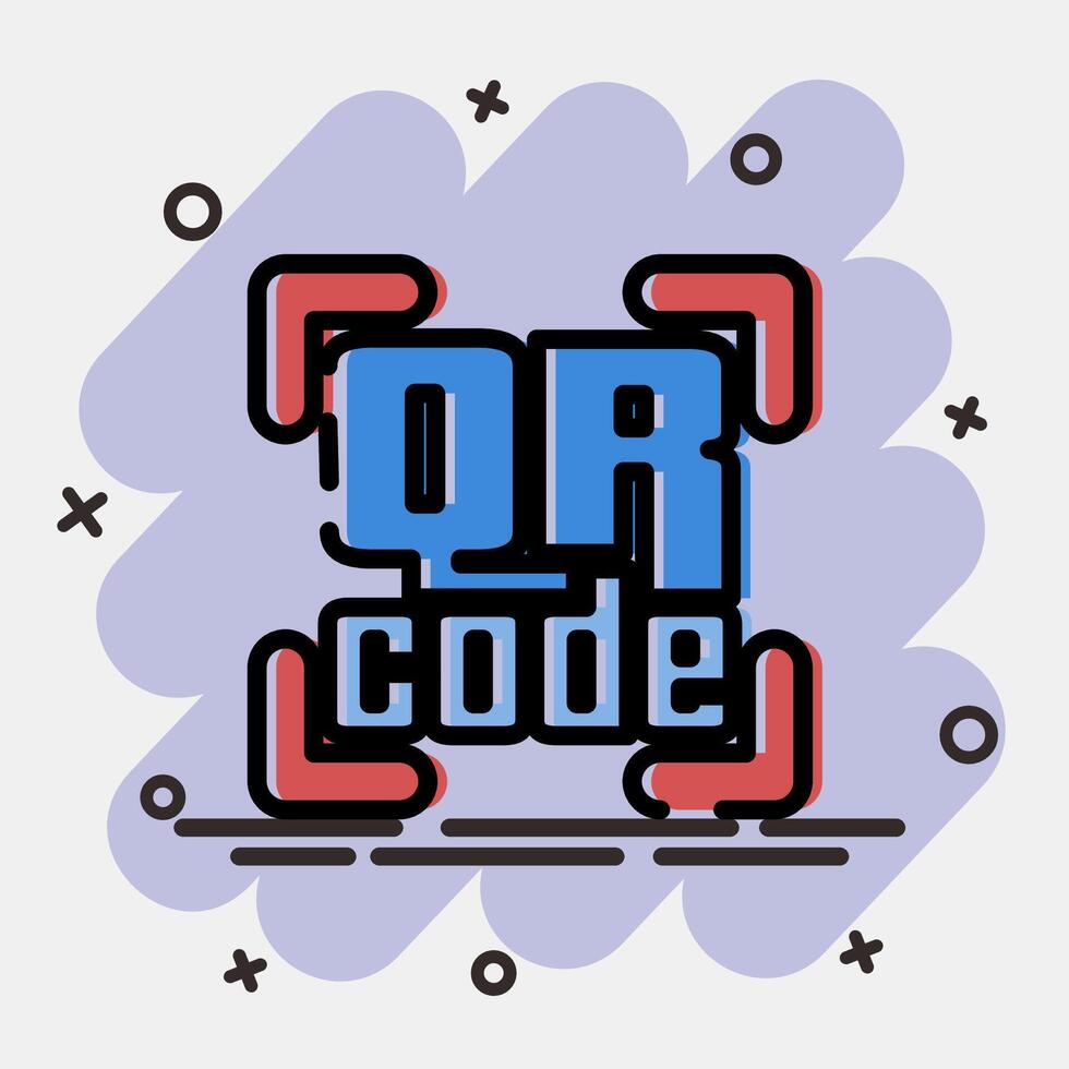 Icon qr code symbol. Barcode and qr code elements. Icons in comic style. Good for prints, posters, logo, advertisement,infographics, etc. vector