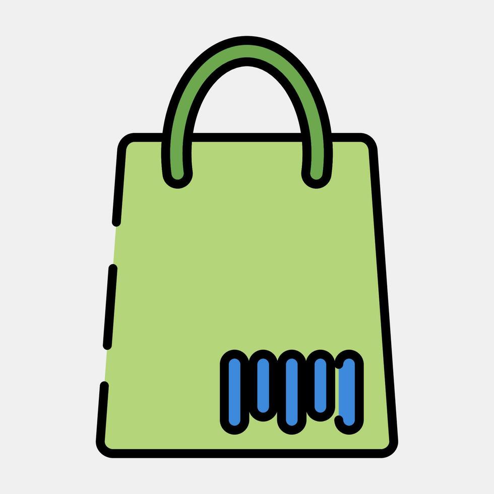 Icon bag barcode. Barcode and qr code elements. Icons in filled line style. Good for prints, posters, logo, advertisement,infographics, etc. vector
