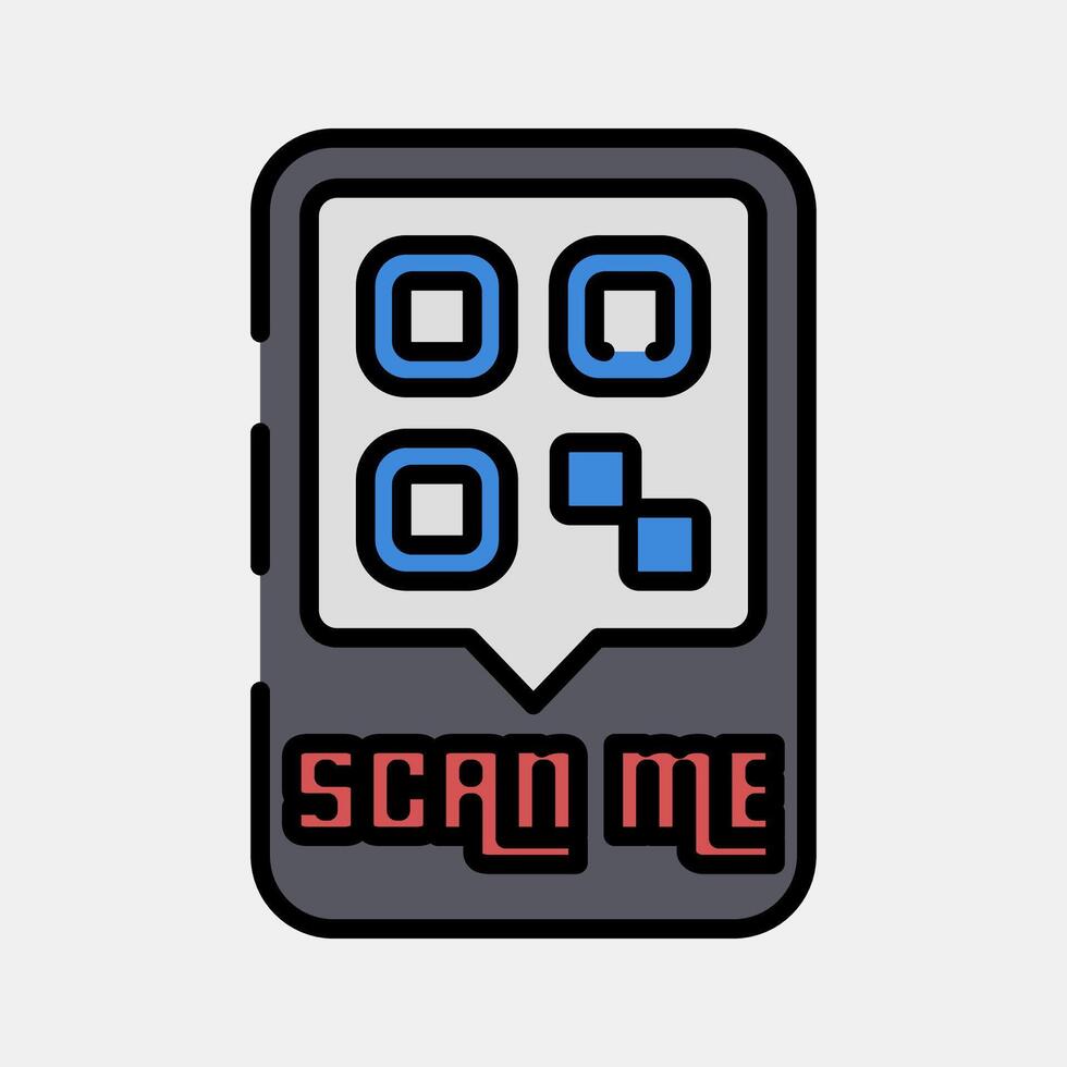 Icon scan me. Barcode and qr code elements. Icons in filled line style. Good for prints, posters, logo, advertisement,infographics, etc. vector